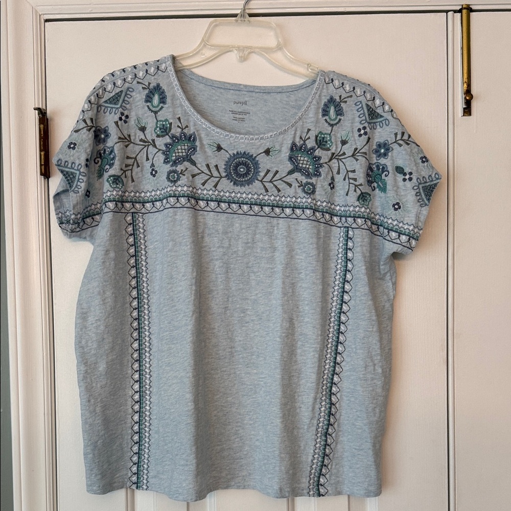 J. Jill Embroidered Short Sleeve Top